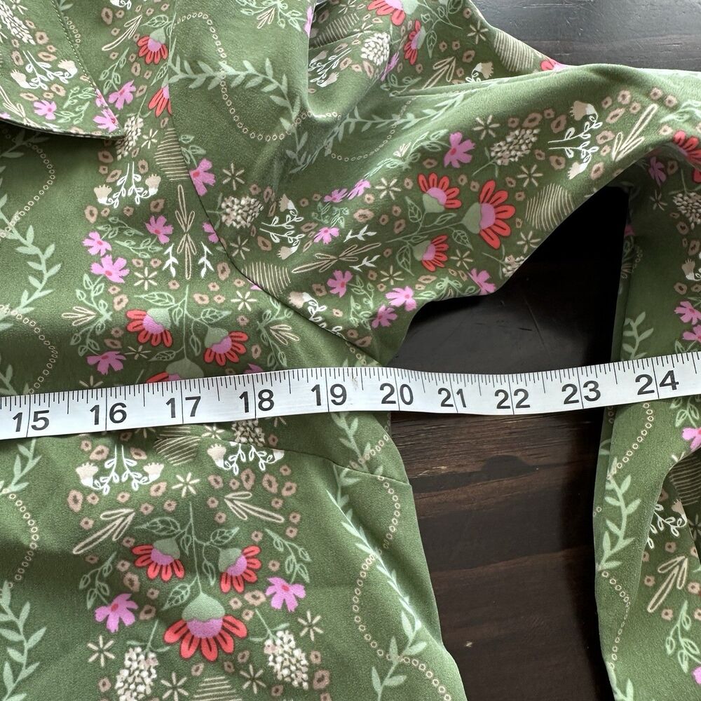 Mary Square Fiona Dress Sz L Button Down Shirt Dress Ruffle Floral - Picture 9 of 13